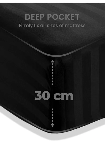 Eworld 4-Piece Luxury Black Striped Bedding -1