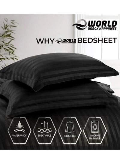 Eworld 4-Piece Luxury Black Striped Bedding -3