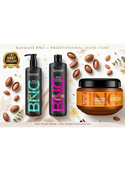 Karseell BNC Keratin Straightening + Argan Detangle Conditioner + Collagen Hair Treatment – Complete Hair Care Set Transform your hair care routine with this nourishing Karseell BNC trio. Keratin helps create a smooth appearance, Argan conditioner helps detangle and soften, while Collagen treatment provides intensive conditioning for beautifully cared-for hair.-6
