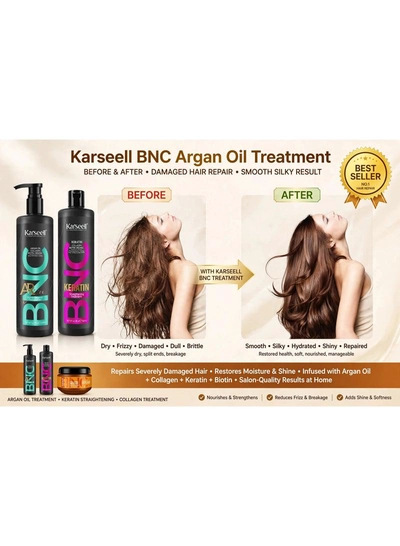 Karseell BNC Keratin Straightening + Argan Detangle Conditioner + Collagen Hair Treatment – Complete Hair Care Set Transform your hair care routine with this nourishing Karseell BNC trio. Keratin helps create a smooth appearance, Argan conditioner helps detangle and soften, while Collagen treatment provides intensive conditioning for beautifully cared-for hair.-8