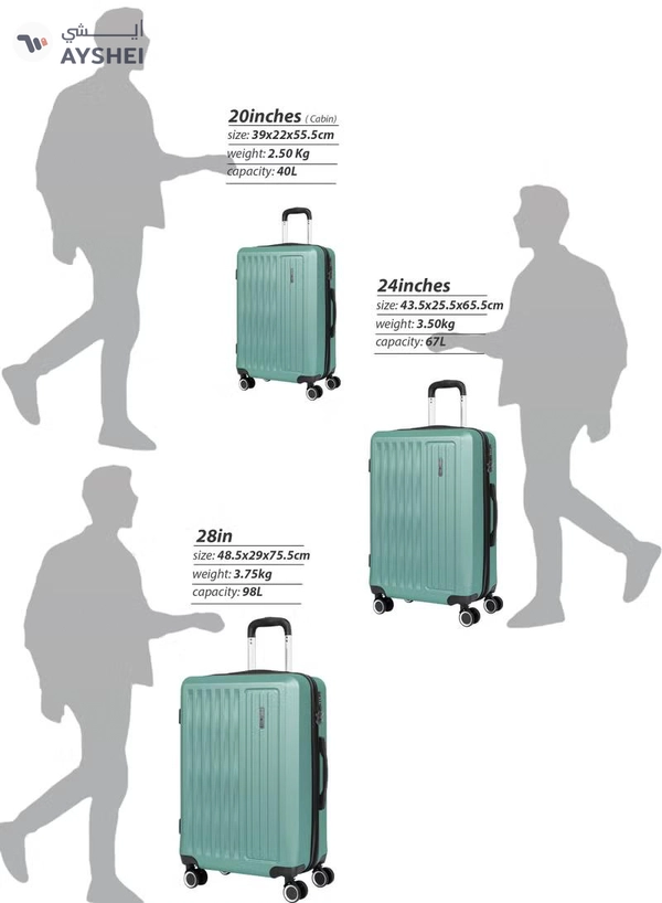  PARAJOHN ABS Material 3-Piece Hardsided Luggage Set | 4-Wheel Spinner Trolley | Small (10kg), Medium (20kg), Large (30kg) -Mint green