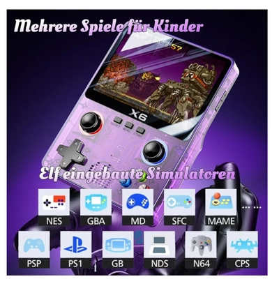 X6 HD Handheld Game Console - Portable Retro Gaming Console, Mini X6 Handheld with 32GB Storage, Built-In Classic Games, Long Battery Life, Perfect for On-the-Go Entertainment (White)-1