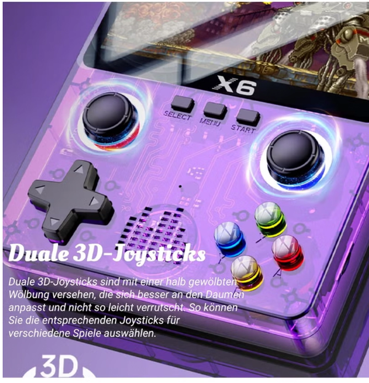 X6 HD Handheld Game Console - Portable Retro Gaming Console, Mini X6 Handheld with 32GB Storage, Built-In Classic Games, Long Battery Life, Perfect for On-the-Go Entertainment (White)-5-5