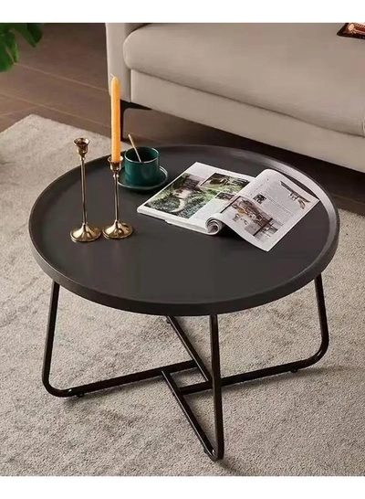 DubaiGallery Round Nesting Coffee Table Set of 2 Stacking Coffee Table Living Room Round Nested End Table Side Table Look Density board Sofa Side Nest of Tables Metal Frame Home Decor Sets-2