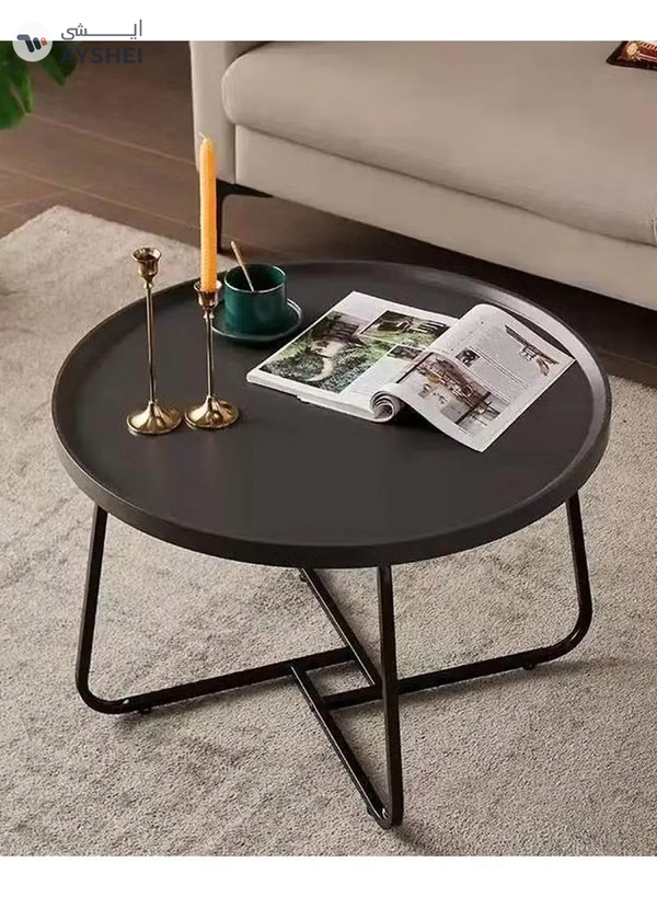 DubaiGallery Round Nesting Coffee Table Set of 2 Stacking Coffee Table Living Room Round Nested End Table Side Table Look Density board Sofa Side Nest of Tables Metal Frame Home Decor Sets
