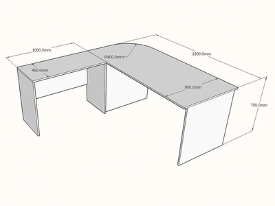 L shaped Executive Desk with Mobile Pedestal, Custom made-4