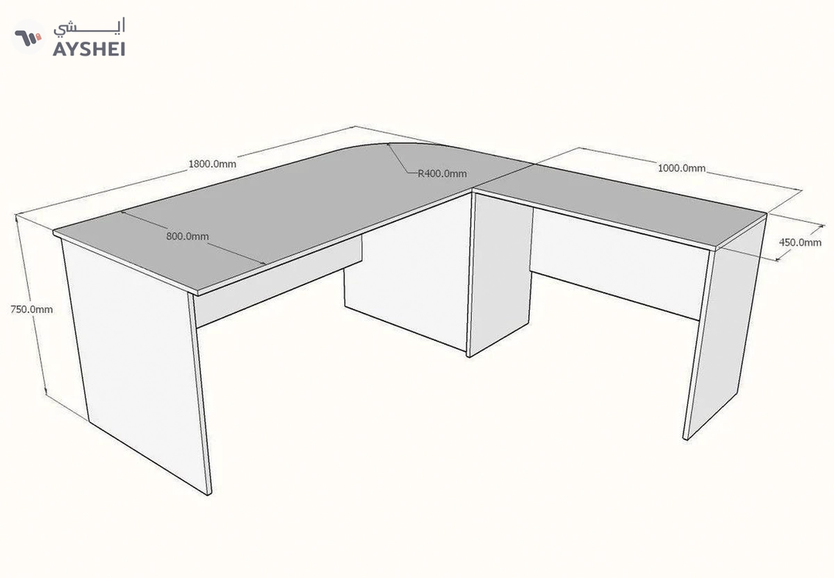 L shaped Executive Desk with Mobile Pedestal, Custom made-3-3