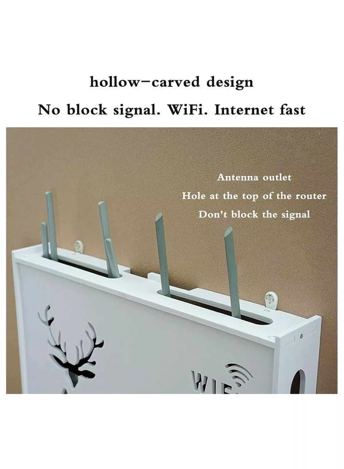 Stylish Wall-Mounted Router Rack for Wi-Fi Router, Set-Top Box, Light Cat Box, and More, Includes Doors and Patch Panel Shielding Box for Neat Storage, White.-5-5