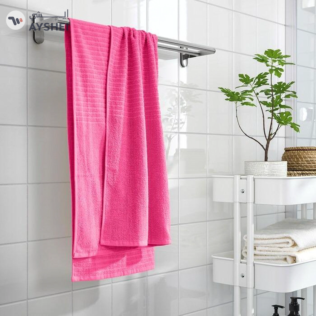 VÅGSJÖN Bath towel, bright pink, 70x140 cm-1-1