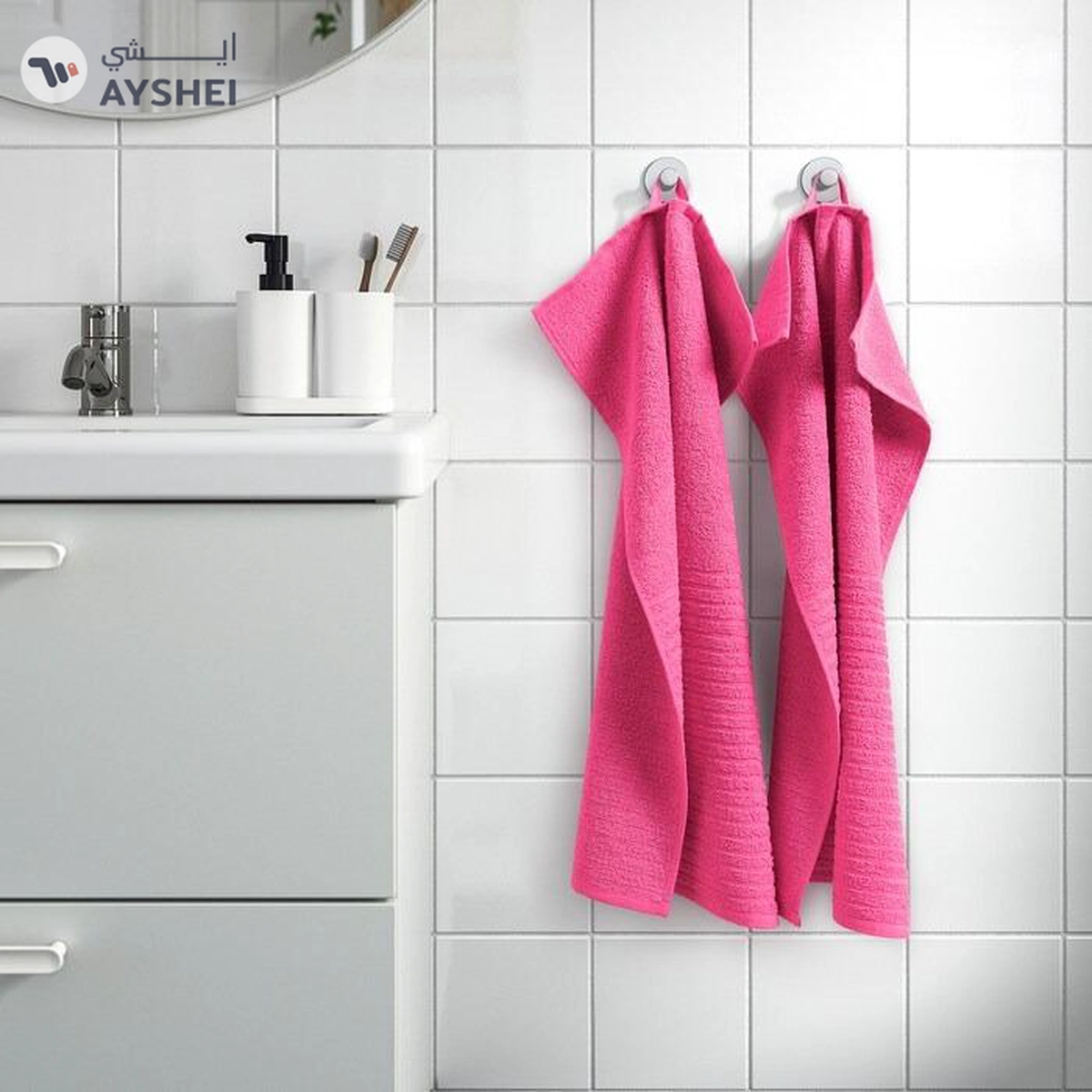 VÅGSJÖN Bath towel, bright pink, 70x140 cm-3-3