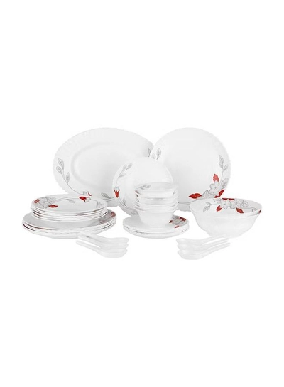 DELCASA 33-Piece Opalware Dinner Set White/Blue/Yellow 13inch-0