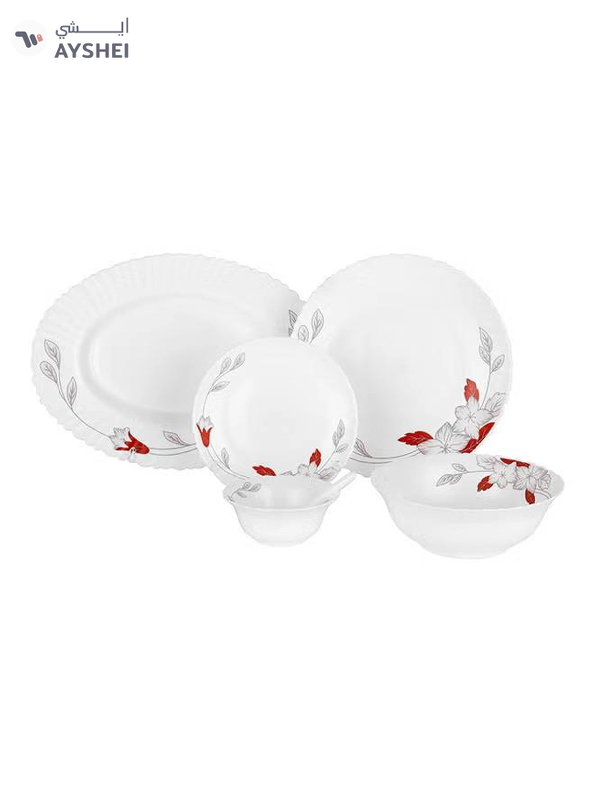 DELCASA 33-Piece Opalware Dinner Set White/Blue/Yellow 13inch-1-1
