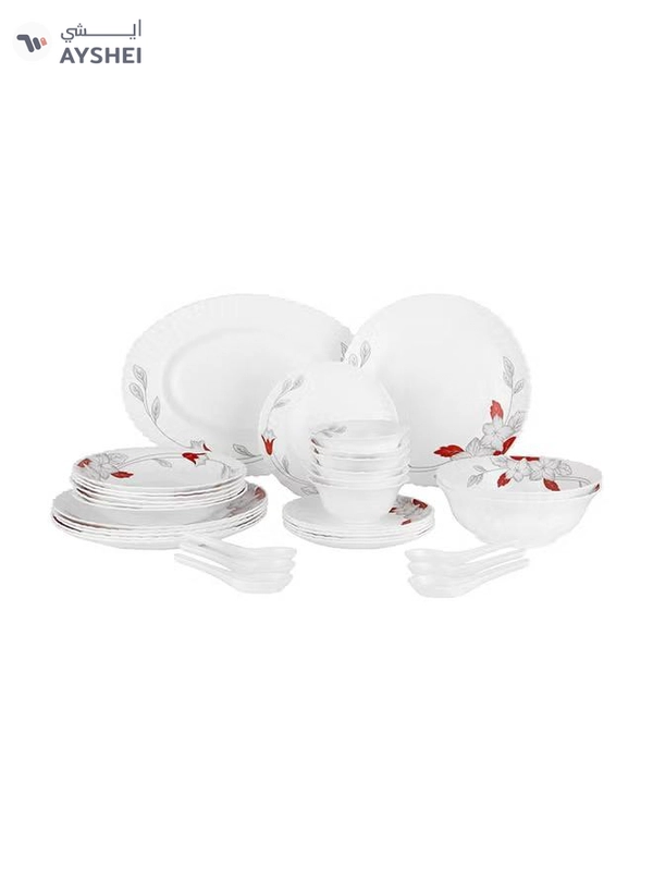 DELCASA 33-Piece Opalware Dinner Set White/Blue/Yellow 13inch