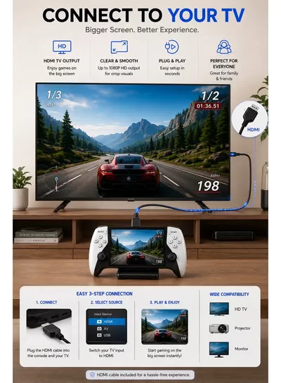 Eworld SF3500 PRO Portable Retro Game Console with 5-Inch IPS HD Display, Dual Wireless Controllers, HDMI TV Output, 64GB Game Card, Thousands of Built-in Retro Games, Rechargeable Handheld Gaming Console, Plug & Play for Kids & Adults-6