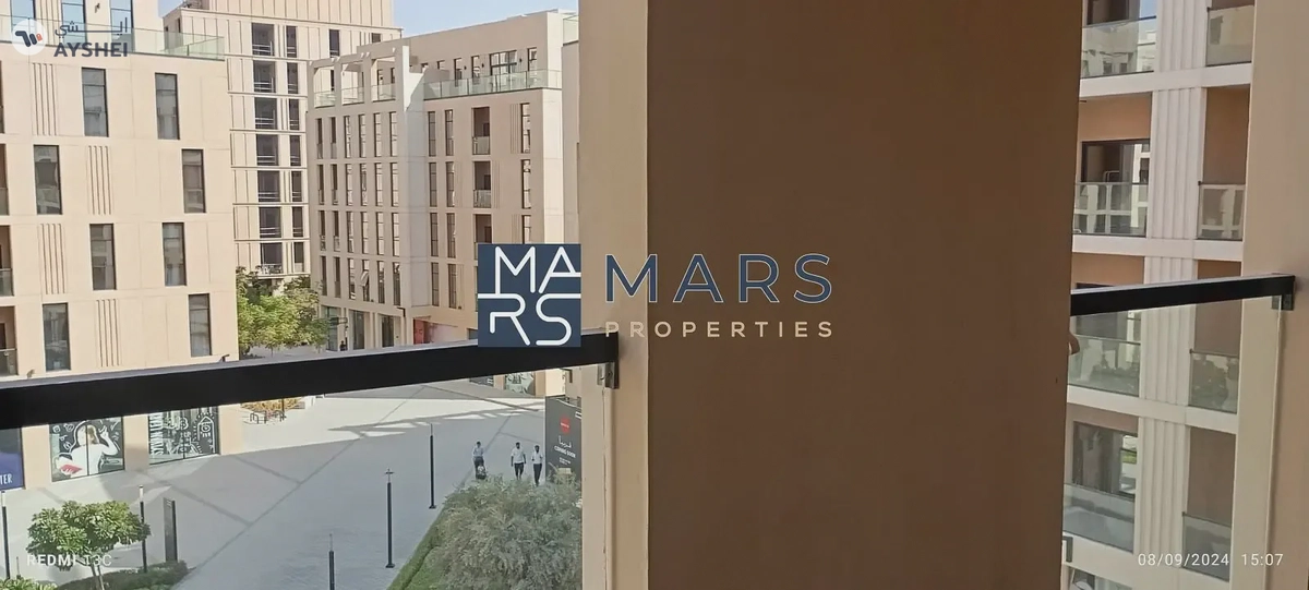 One-bedroom apartment for sale in Al Mamsha with elevated view.