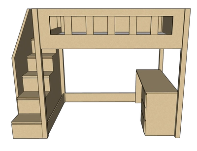 Allan Loft Bed with Study Desk, 140 x 200 cms-3