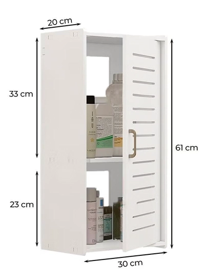 Eworld Premium 2-Tier Plastic Wall-Mounted Bathroom Cabinet-1