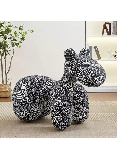 Luxury Designer Style Bear Ottoman Stool Plush Animal Footrest Seat Decorative Accent Chair for Living Room, Bedroom, Kids Room and Office, Soft Padded Comfortable Seating, Modern Home Décor, Durable Upholstered Fabric, Cute Bear Shape,-0