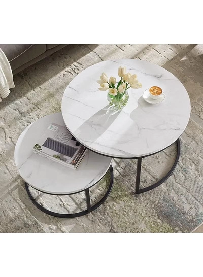 DubaiGallery Furniture Modern Decor Furniture, Sofa Console Cocktail Tables Round End Side Tables Large Nesting Coffee Tables for Living Room Home Office-3