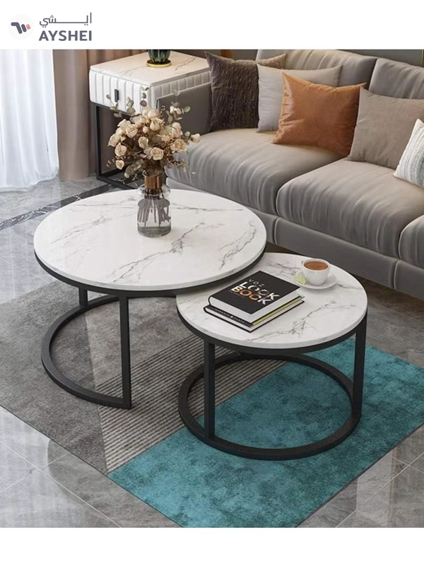 DubaiGallery Furniture Modern Decor Furniture, Sofa Console Cocktail Tables Round End Side Tables Large Nesting Coffee Tables for Living Room Home Office