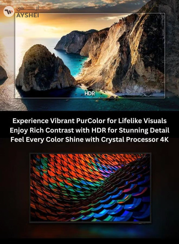 Samsung 50-Inch Crystal UHD DU8000 4K Smart Tv HDR 10+, Dynamic Crystal Color, AirSlim Design With 2.0 Channel Soundbar 30W, HDMI ARC, Bluetooth, USB, MP3, FM Station 50DU8000+SOUNDBAR Grey