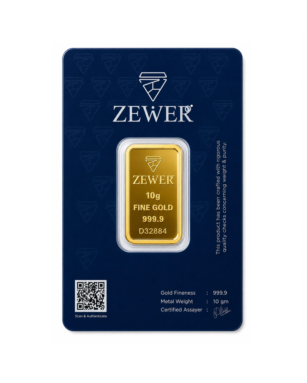 Zewer 10g 24K 999.9 Fine Gold Bar with Burj Khalifa Design