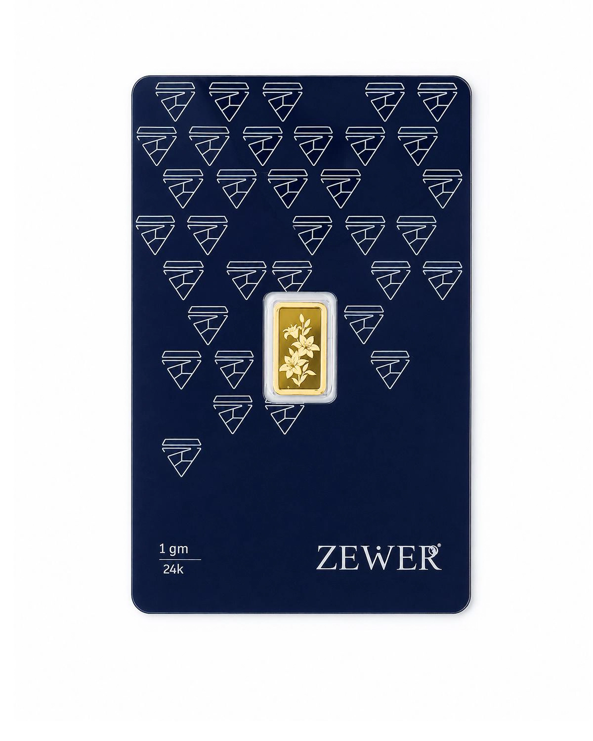 Zewer 1g 24K 999.9 Fine Gold Bar with Floral Design-1-1
