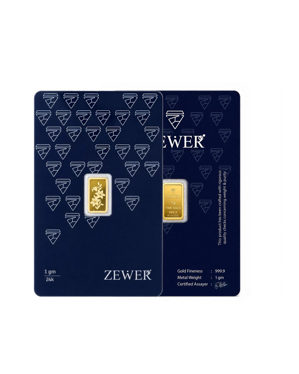 Zewer 1g 24K 999.9 Fine Gold Bar with Floral Design-3-3