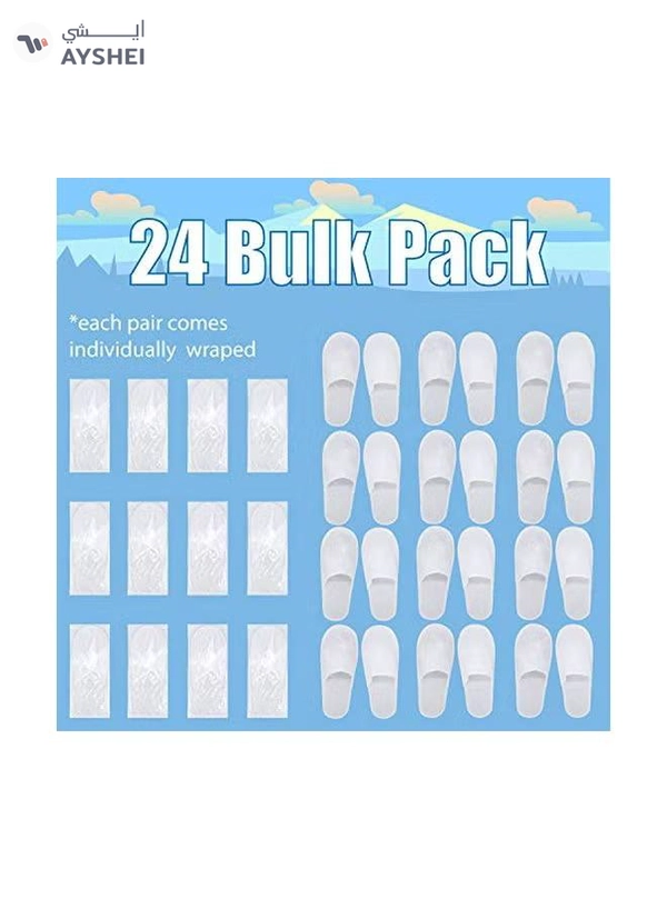 Upper Midland Products 24-Pairs Disposable Bath Slippers White