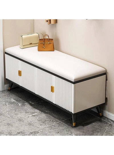 DubaiGallery Luxurious Modern Adjustable Shelves,Leather Comfort Shoe Rack Bench Shoe Storage Organizer with Seat, Modern Slim Hidden Shoe Cabinet with Doors Entryways Hallways-1