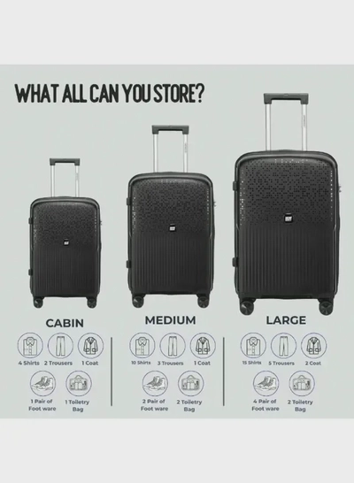 British Tourister 3 Piece Polypropylene Hard Side Spinner Luggage Trolley Set 20/24/28 Inch - Black-4