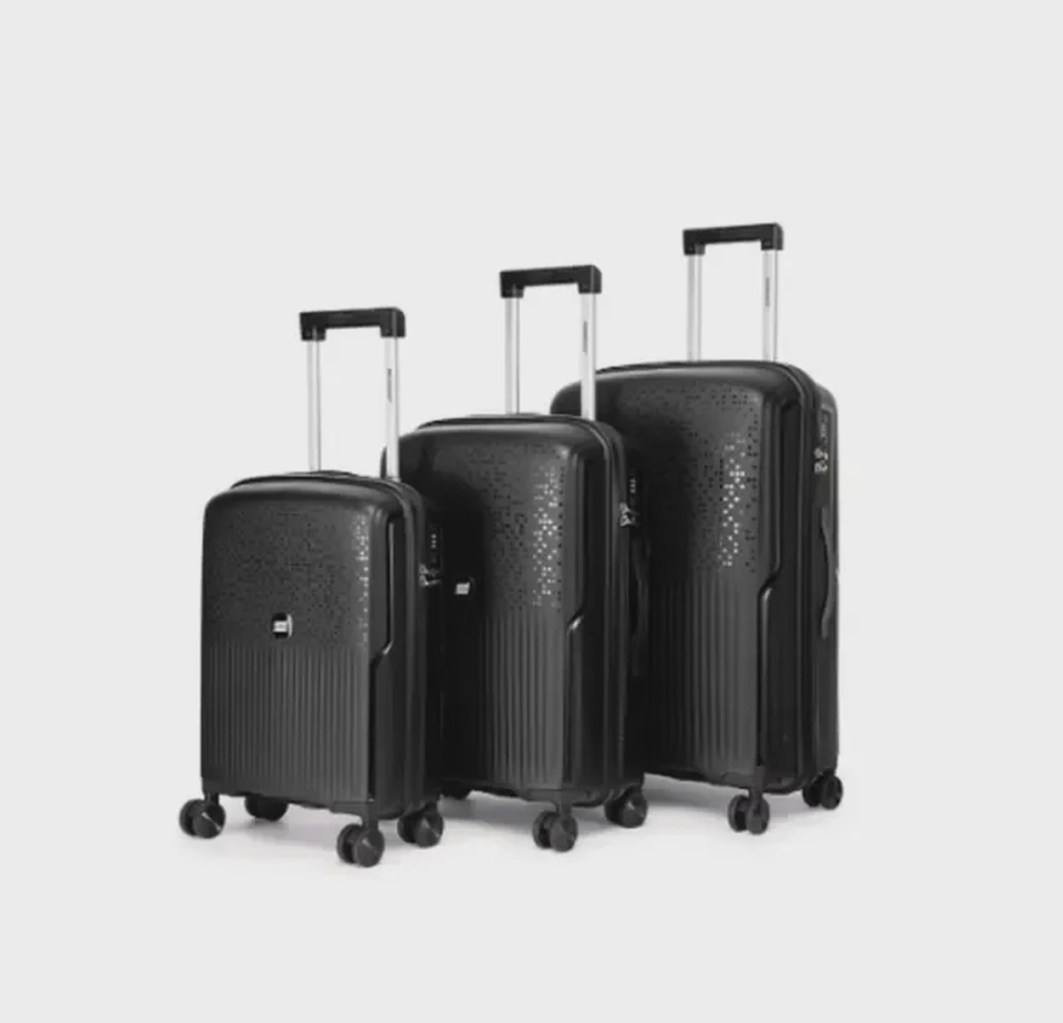 British Tourister 3 Piece Polypropylene Hard Side Spinner Luggage Trolley Set 20/24/28 Inch - Black-0-0