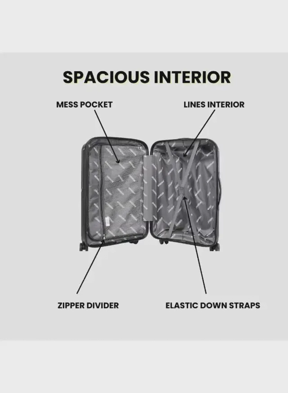 British Tourister 3 Piece Polypropylene Hard Side Spinner Luggage Trolley Set 20/24/28 Inch - Black-2-2