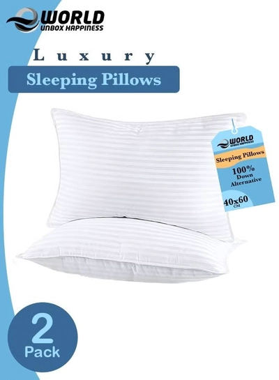 Eworld Pack of 2 Premium Down Alternative Filled Bed Pillows, Featuring Breathable Cover-0