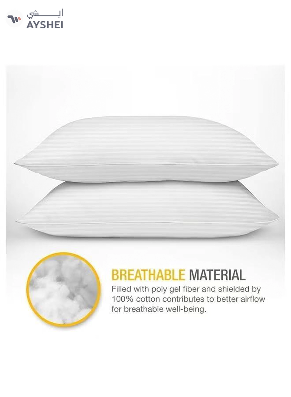 Eworld Pack of 2 Premium Down Alternative Filled Bed Pillows, Featuring Breathable Cover-5-5