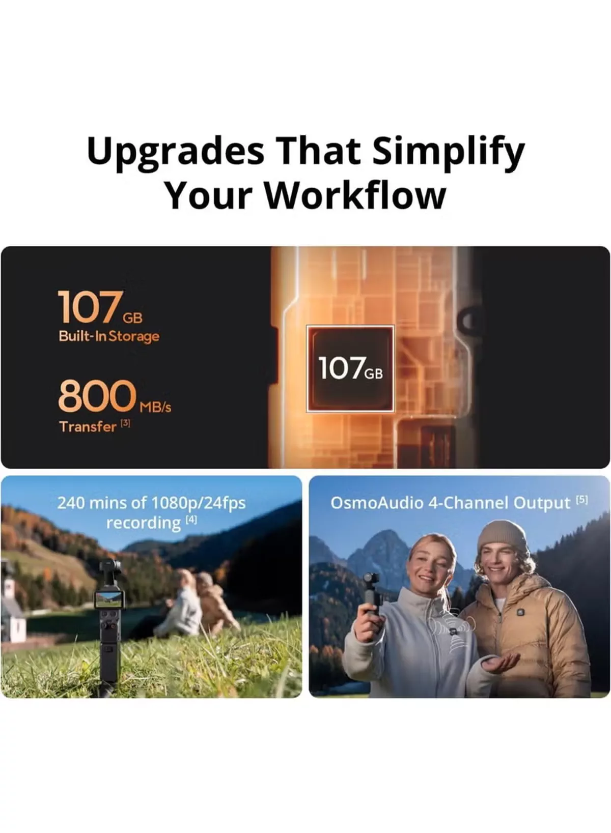 dji Osmo Pocket 4 Creator Combo, Pocket Gimbal Vlog Camera, 1″ CMOS & 4K/240fps, 3-Axis, 2× Lossless Zoom, 107GB Built-in Storage, Mic 3 Transmitter, Osmo Mini Tripod Official Warranty-4-4
