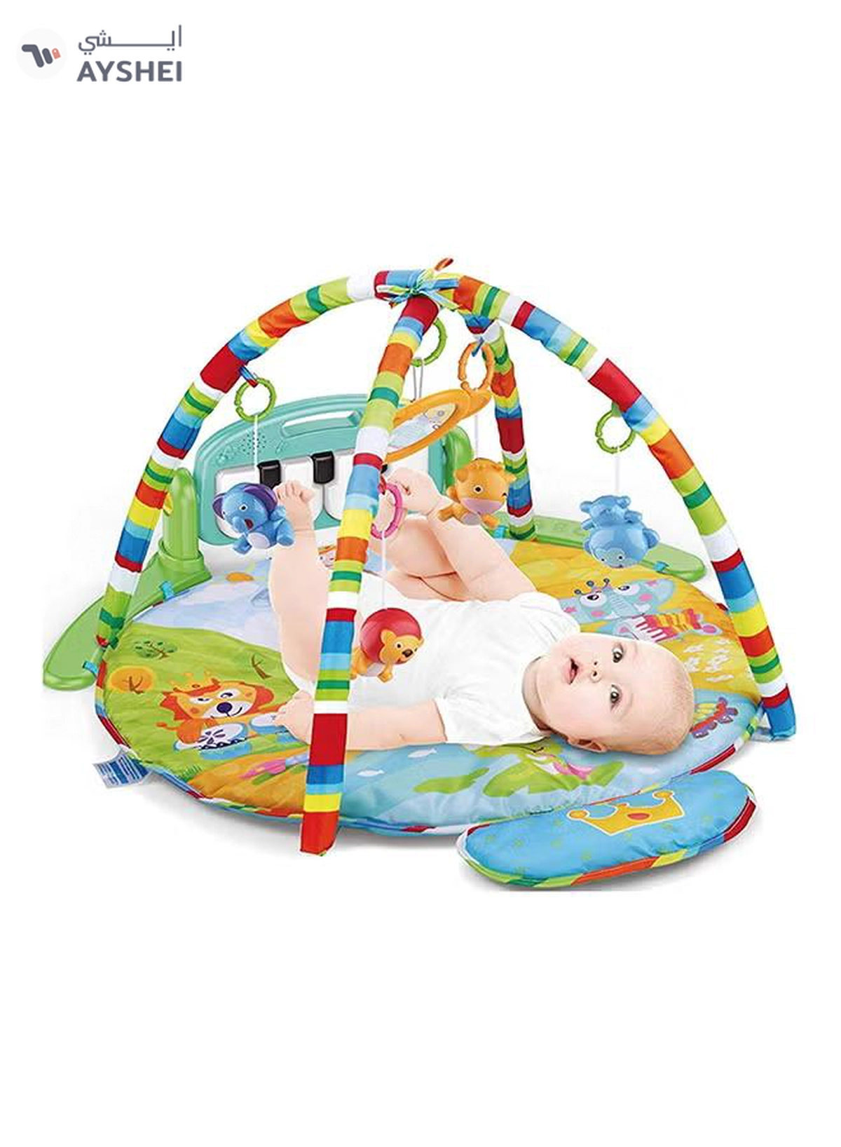 HUANGER Educational Children's Musical, Fitness Mat With Piano Microphone And Pendants 55x86x86cm-3-3