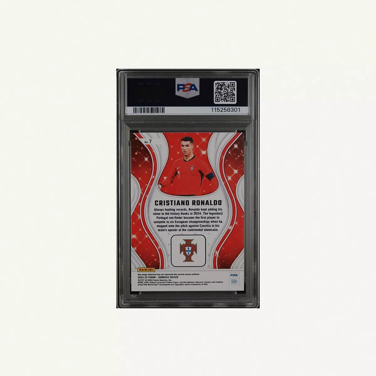 2024–25 Donruss FIFA Cristiano Ronaldo “Magicians” #7, graded PSA Mint 9-1-1