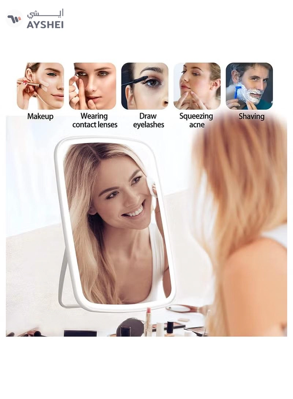  NNEWVANTE Makeup Mirror Touch Screen Vanity Mirror with Lights,Portable Makeup Mirrors LED Brightness Adjustable Mirror USB Rechargeable Cosmetic Mirror