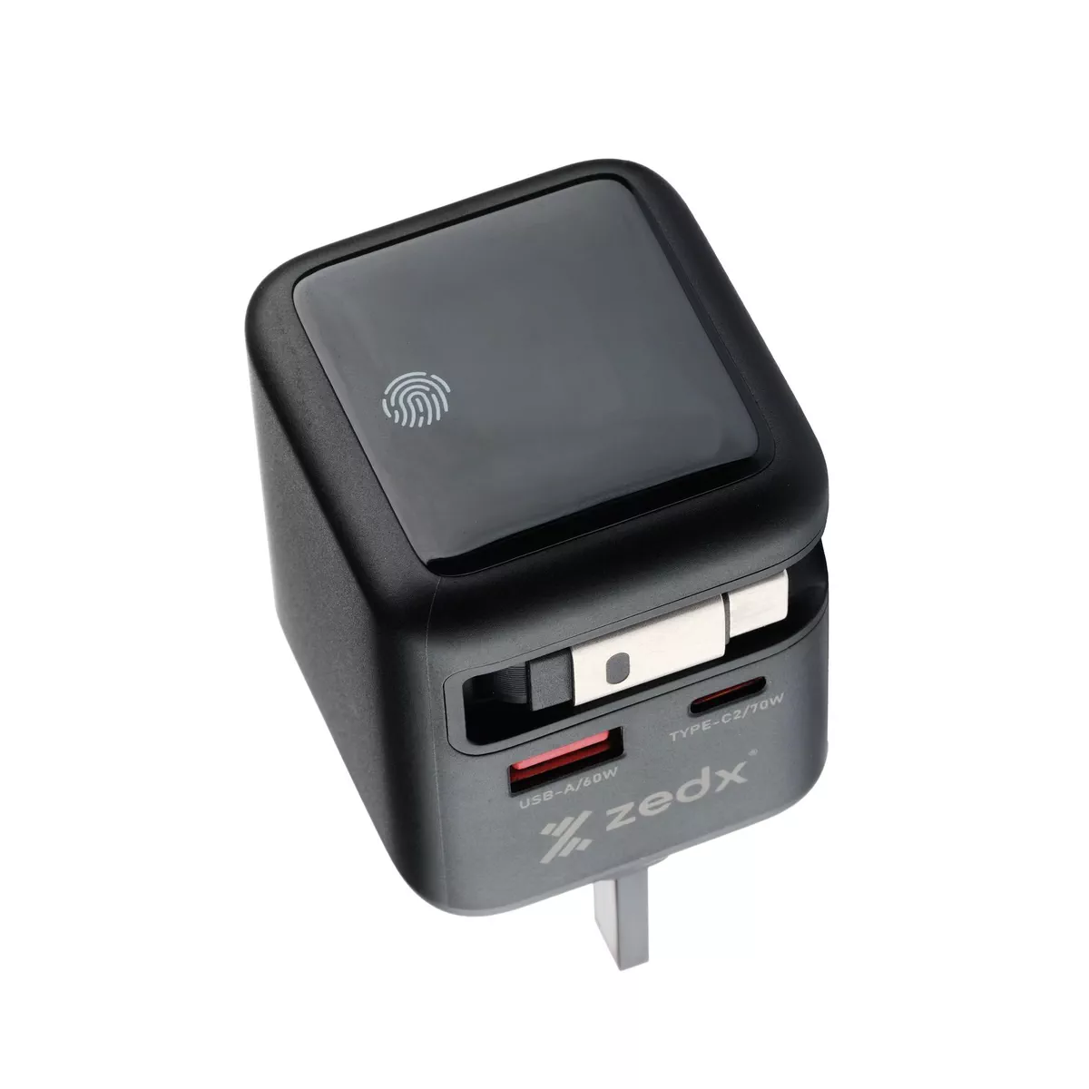 70W GaN Wall Charger with Built-In Retractable Type-C Cable-1-1
