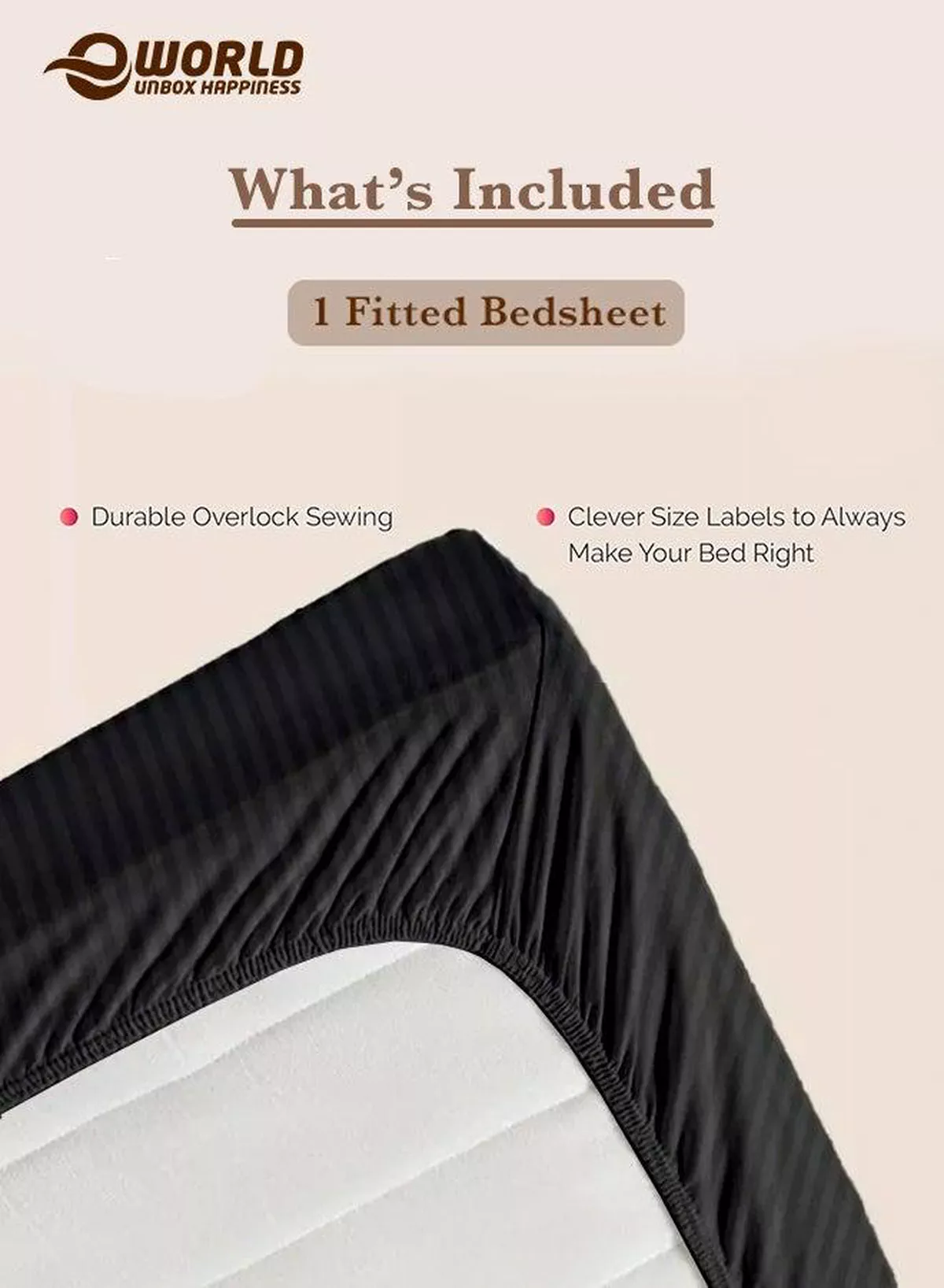 Black Striped Microfiber Fitted Bedsheet with Deep Pocket for a Snug Fit, Breathable, Machine Washable for Optimal Protection, Available in King, Queen and Single Sizes, Without Pillow Cover-3-3