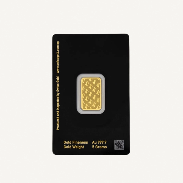 5 Grams Swiss Gold Bar 100% Authentic - Variable Design