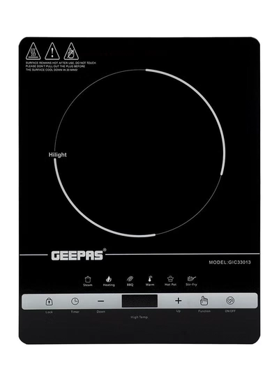 GEEPAS Digital Infrared Cooker- GIC33013/ Single Cooking Hob with Ceramic Heating Element, 2200W Power, 4-Digit LED Display & Touch Control/ 10 Adjustable Power & Temperature Levels, 3hr Timer, Multi-Function Cooking (Hot Pot, Soup, Fry, BBQ, etc.), Energy Saving 2200 W GIC33013 Black-0
