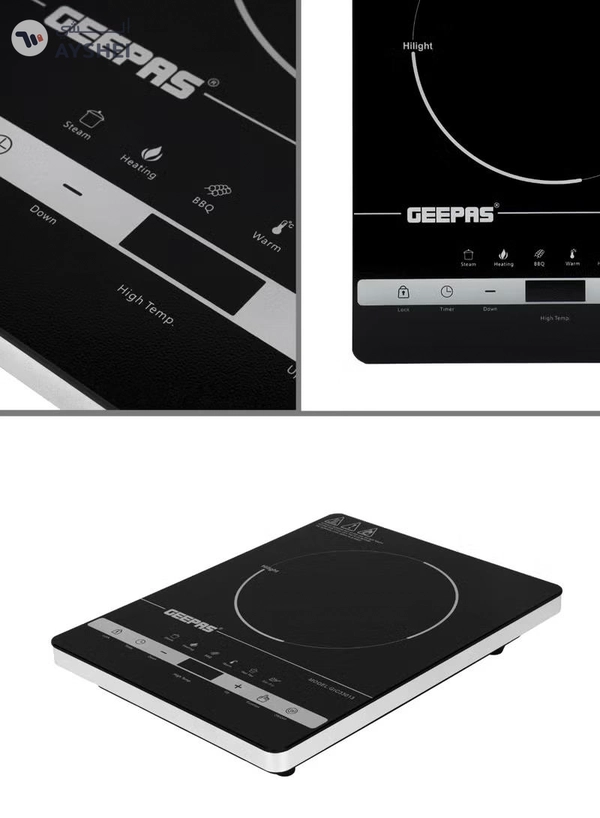 GEEPAS Digital Infrared Cooker- GIC33013/ Single Cooking Hob with Ceramic Heating Element, 2200W Power, 4-Digit LED Display & Touch Control/ 10 Adjustable Power & Temperature Levels, 3hr Timer, Multi-Function Cooking (Hot Pot, Soup, Fry, BBQ, etc.), Energy Saving 2200 W GIC33013 Black