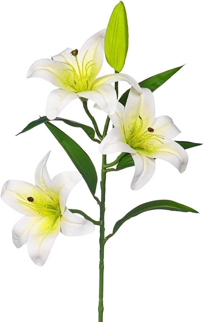 YATAI Artificial Lily Flowers, Long-lasting & Maintenance-Free Fake Flowers, Real Touch Lifelike Silk Lily Flower with Realistic Green Leaves, Faux Flower Arrangements for Home Office Wedding Decor-2
