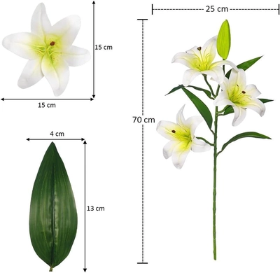 YATAI Artificial Lily Flowers, Long-lasting & Maintenance-Free Fake Flowers, Real Touch Lifelike Silk Lily Flower with Realistic Green Leaves, Faux Flower Arrangements for Home Office Wedding Decor-3