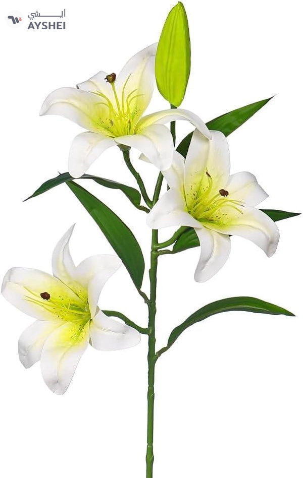 YATAI Artificial Lily Flowers, Long-lasting & Maintenance-Free Fake Flowers, Real Touch Lifelike Silk Lily Flower with Realistic Green Leaves, Faux Flower Arrangements for Home Office Wedding Decor