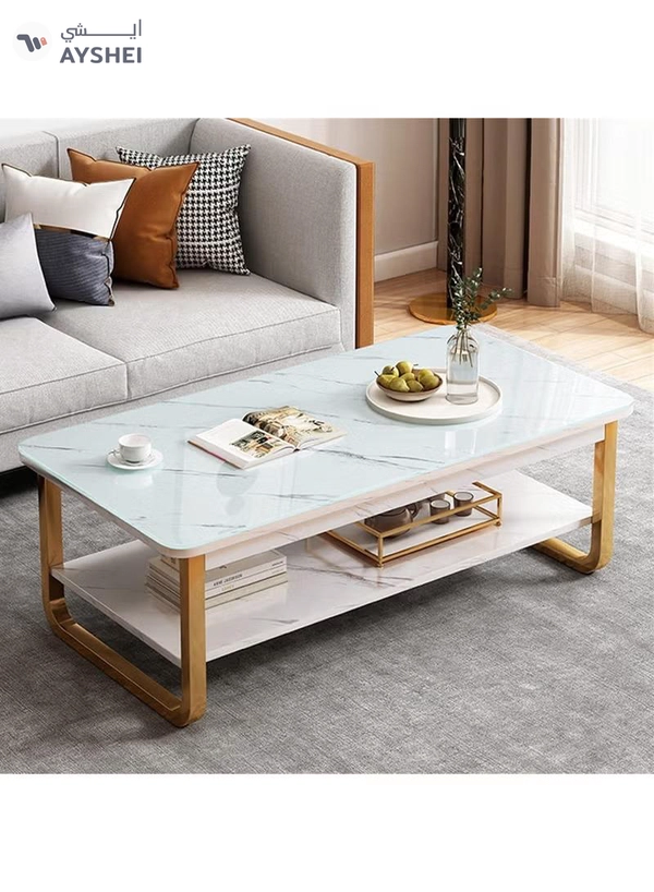 DubaiGallery Simple And Stylish Double Layer Living Room Furniture Durable Scratch Resistant Coffee Table