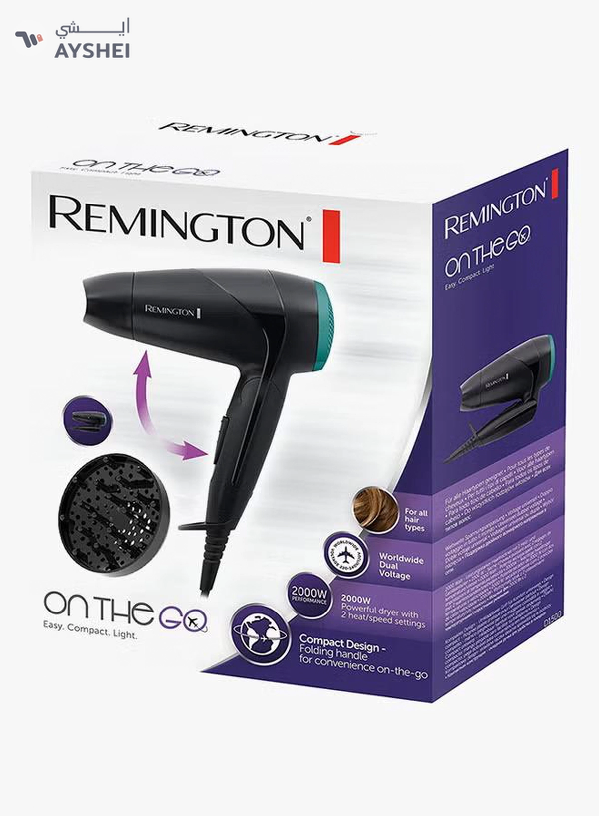 REMINGTON Hair Dryer Black/Green-2-2