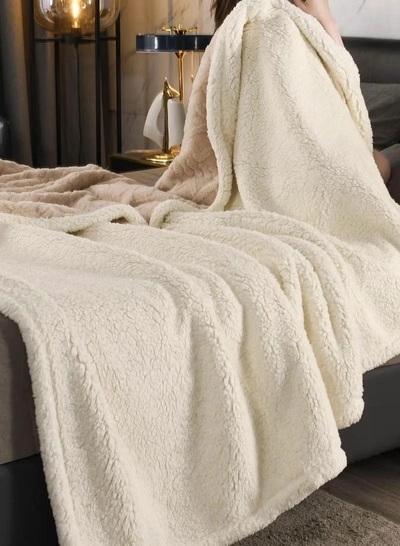 DubaiGallery Winter Double Layer Thick Blanket Soft Warm Sherpa Wool Blankets Geometric Plaid Taff Cashmere Lamb Throw Blanket Girls Gift-0